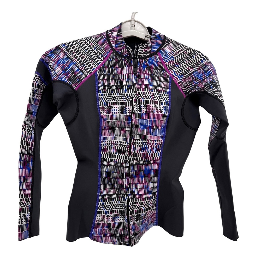 NEW prAna Mara Surf/Paddle Jacket Womens Small Black Geometric Front Zip‎